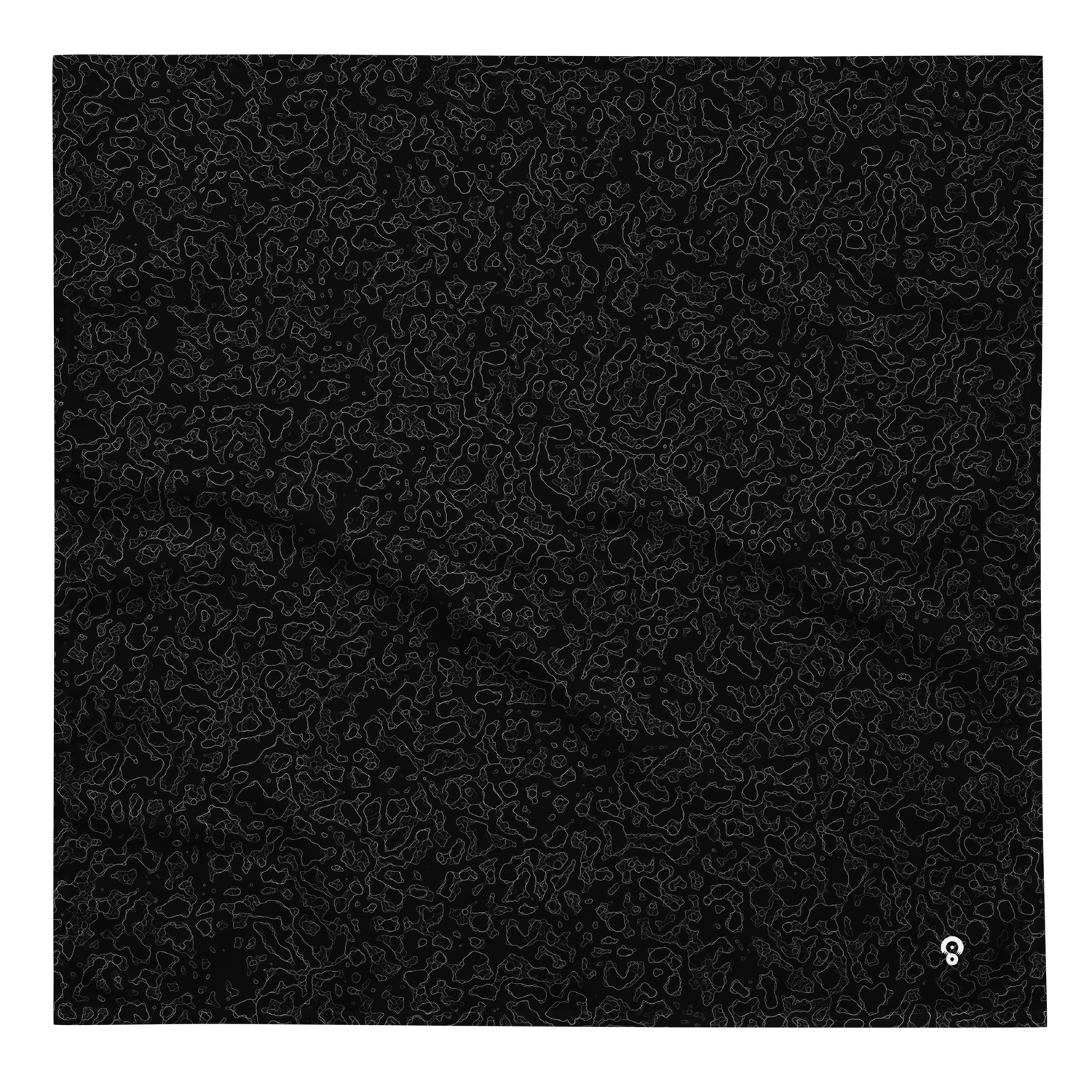 Camouflage pattern with fine topographic contour lines layered over dark terrain-inspired texture, evoking lava fields or molten rock, from the Lava #A design by Scarfhold.