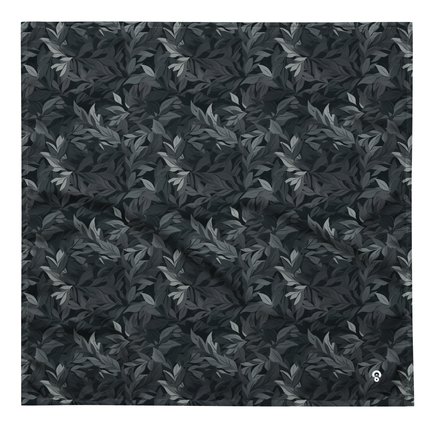 Pattern of layered leafy foliage in overlapping dark tones forming a subtle and immersive camouflage, from the Folia #A design by Scarfhold.