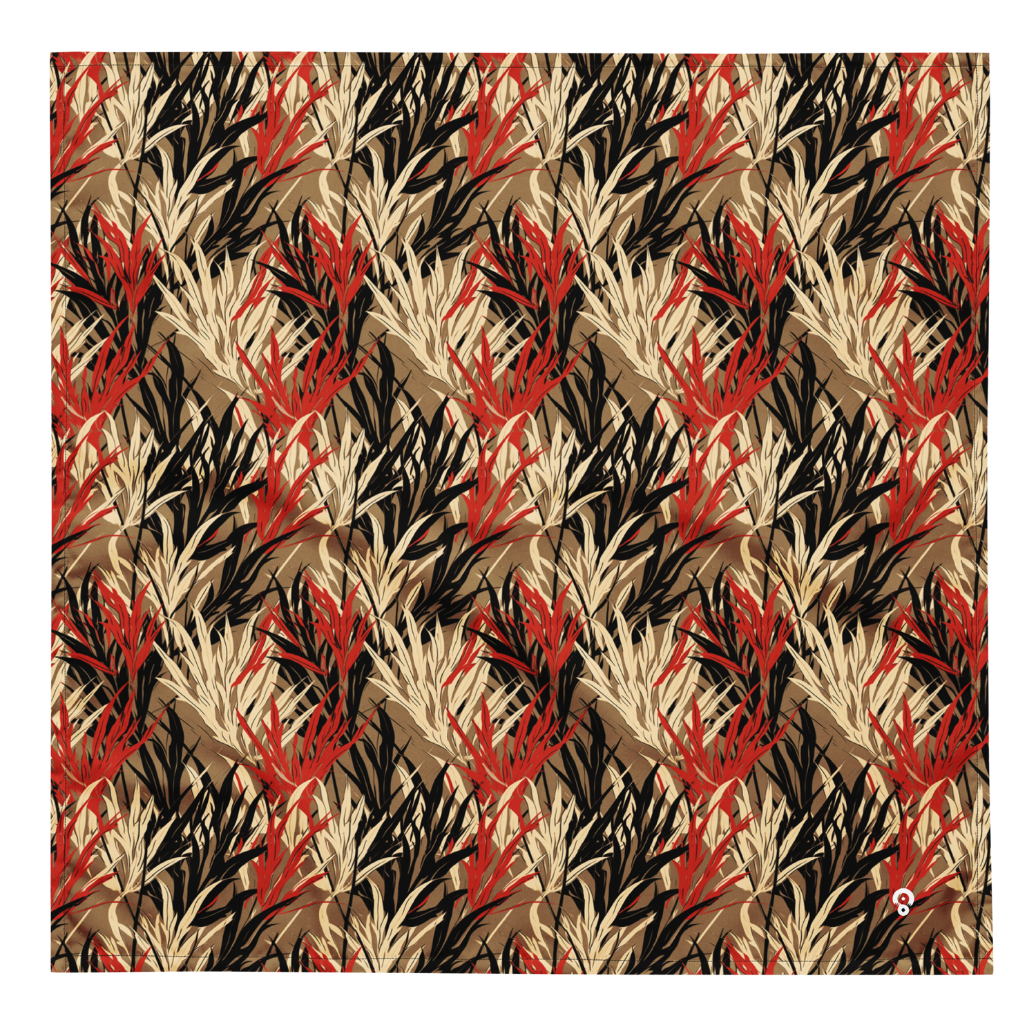 Dense botanical pattern featuring overlapping leafy strokes and gestural brushwork, evoking stylized wild grasses, from the Meadow #A design by Scarfhold.