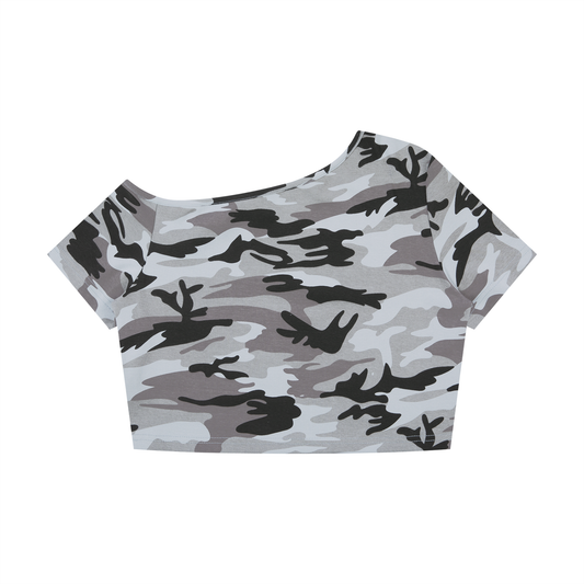 Camo Line — Off-Shoulder Crop T-Shirt