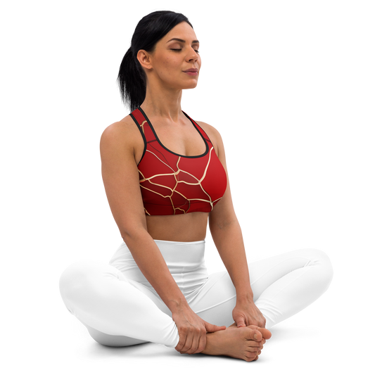 Kintsugi Red Medium-Support Padded Sports Bra, right side view
