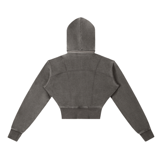Women’s Vintage-Wash Cropped Fleece Hoodie