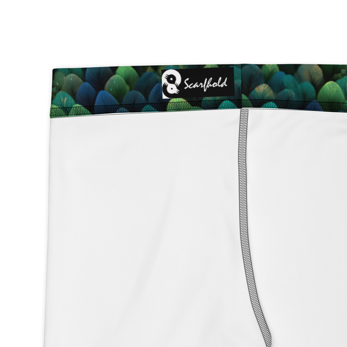 Draco Green mid-rise comfort leggings, fabric and construction details.