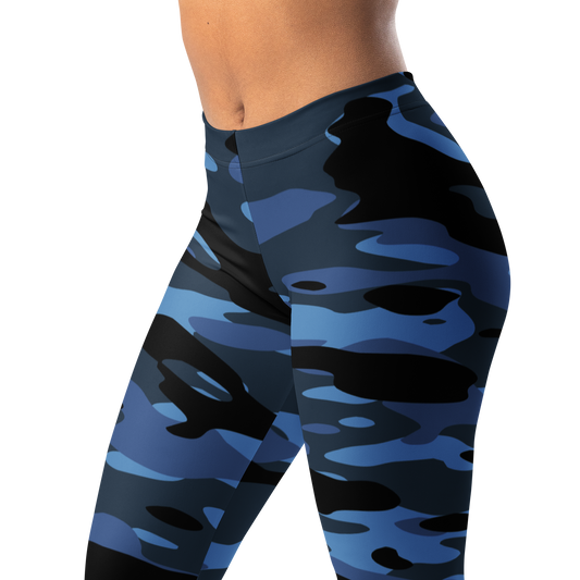 Gulf Classic Blue comfort leggings, waistband and pattern detail.