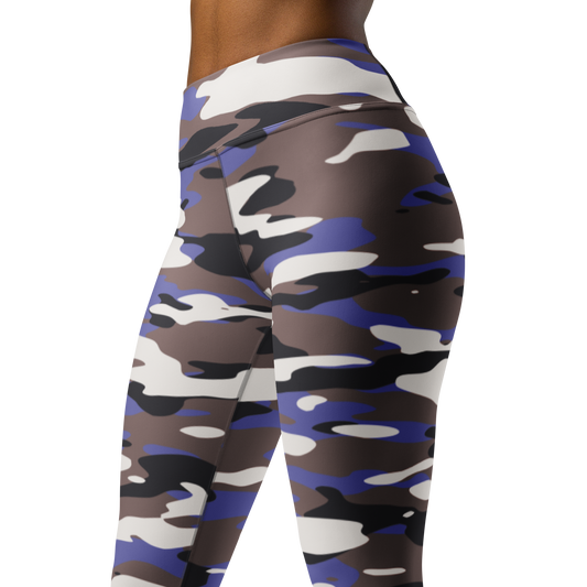 Gulf · Very Peri · 1 high-waisted yoga leggings, close three-quarter pattern view.