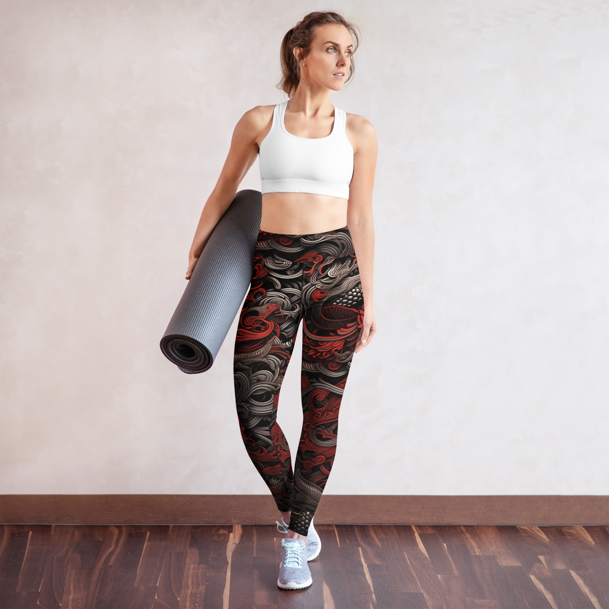 Kirin Scarfhold Palette high-waisted yoga leggings, yoga lifestyle view.
