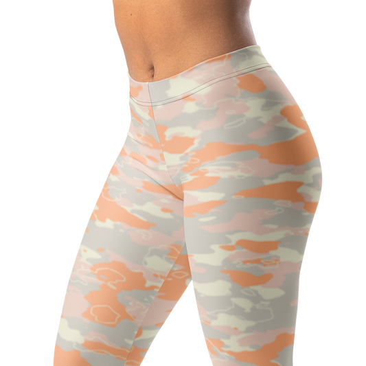 Marsho · Peach Harmony mid-rise everyday leggings, waistband and pattern detail.
