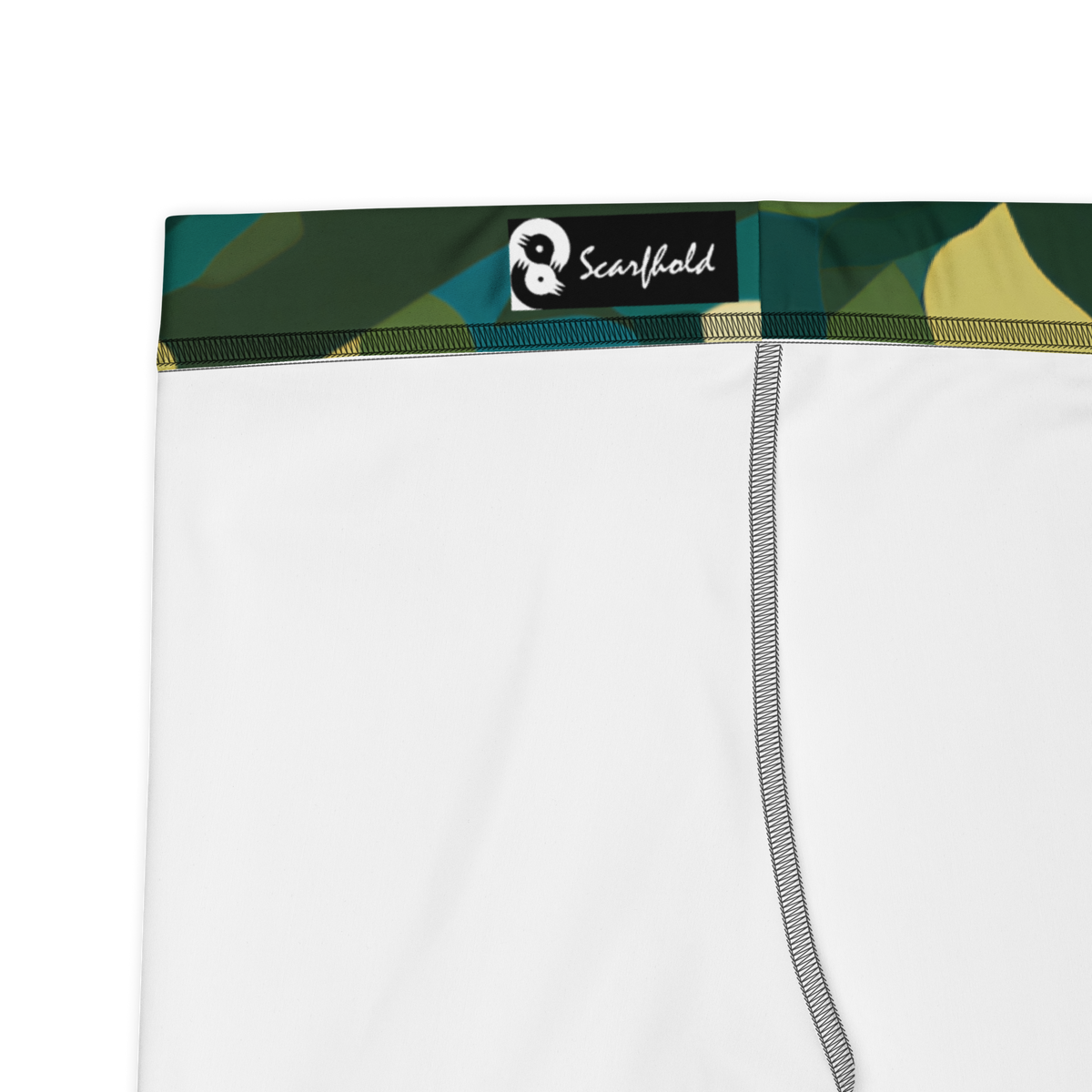 Mica Botanical Voltage camouflage mid-rise comfort leggings, fabric and construction details.