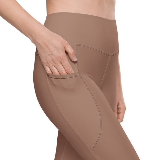 Plain · Mocha Mousse high-waisted pocket leggings, pocket detail.