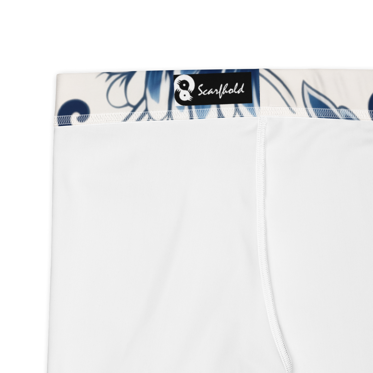 Porcelain Vermilion Peony mid-rise comfort leggings, fabric and construction details.