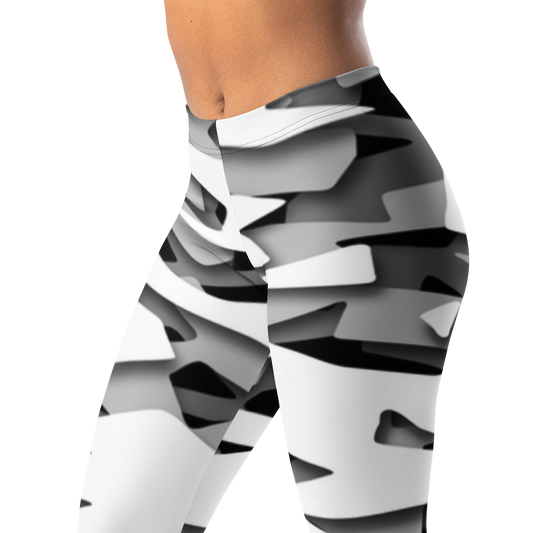 Specto · Greyscale mid-rise everyday leggings, waistband and pattern detail.