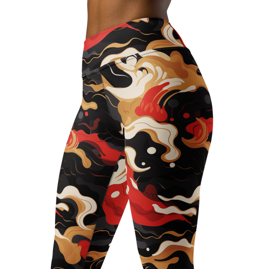 Swash · Scarfhold Palette high-waisted yoga leggings, close three-quarter pattern view.