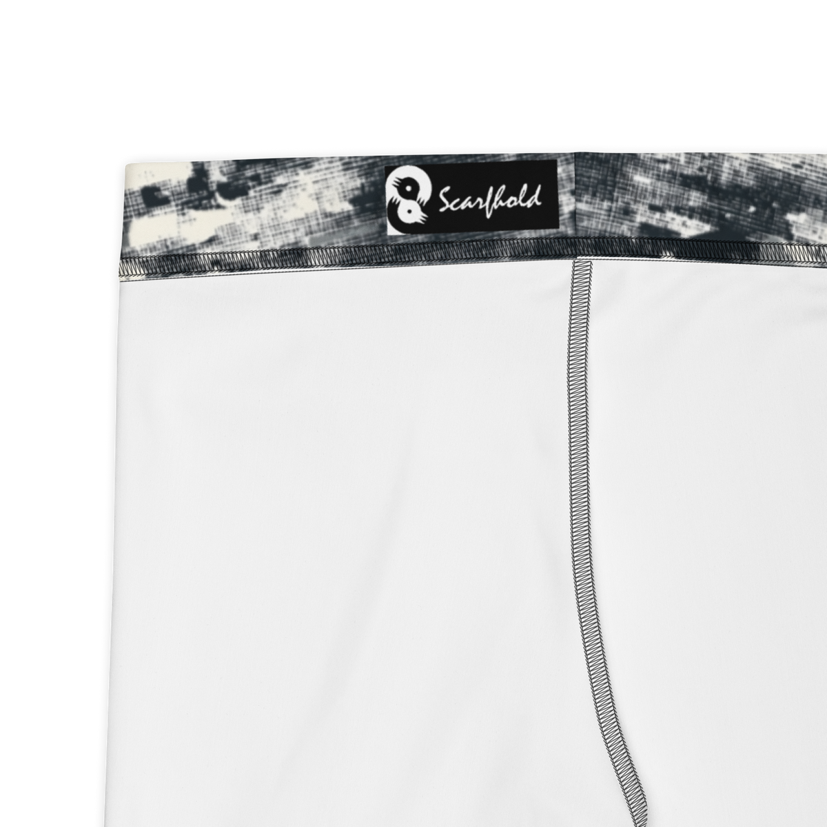 Textra Greyscale camouflage mid-rise comfort leggings, fabric and construction details.