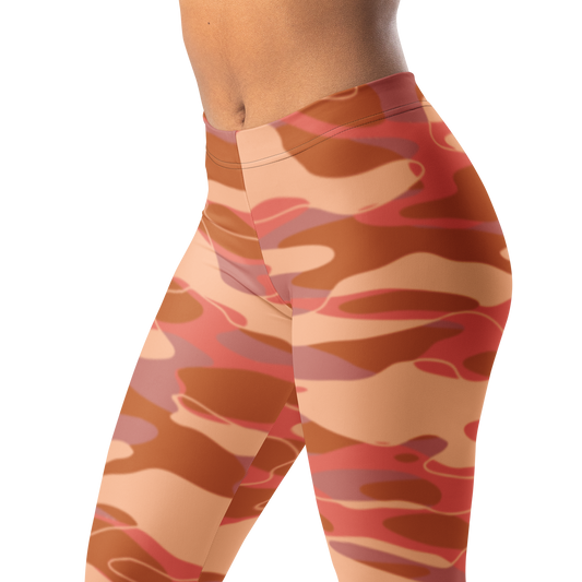 Tideway · Warm Sunset mid-rise everyday leggings, waistband and pattern detail.