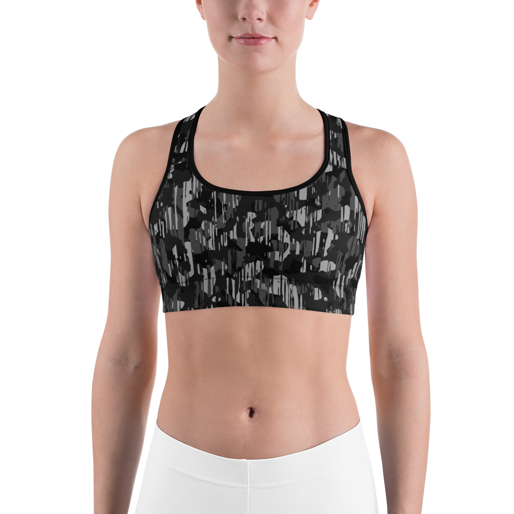 SAVANNAH BLACK A1 CAMOUFLAGE SPORTS BRA ScarfHold
