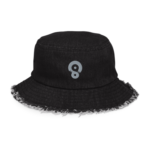 SCARFHOLD DISTRESSED DENIM BUCKET HAT