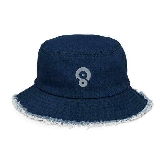 SCARFHOLD DISTRESSED DENIM BUCKET HAT