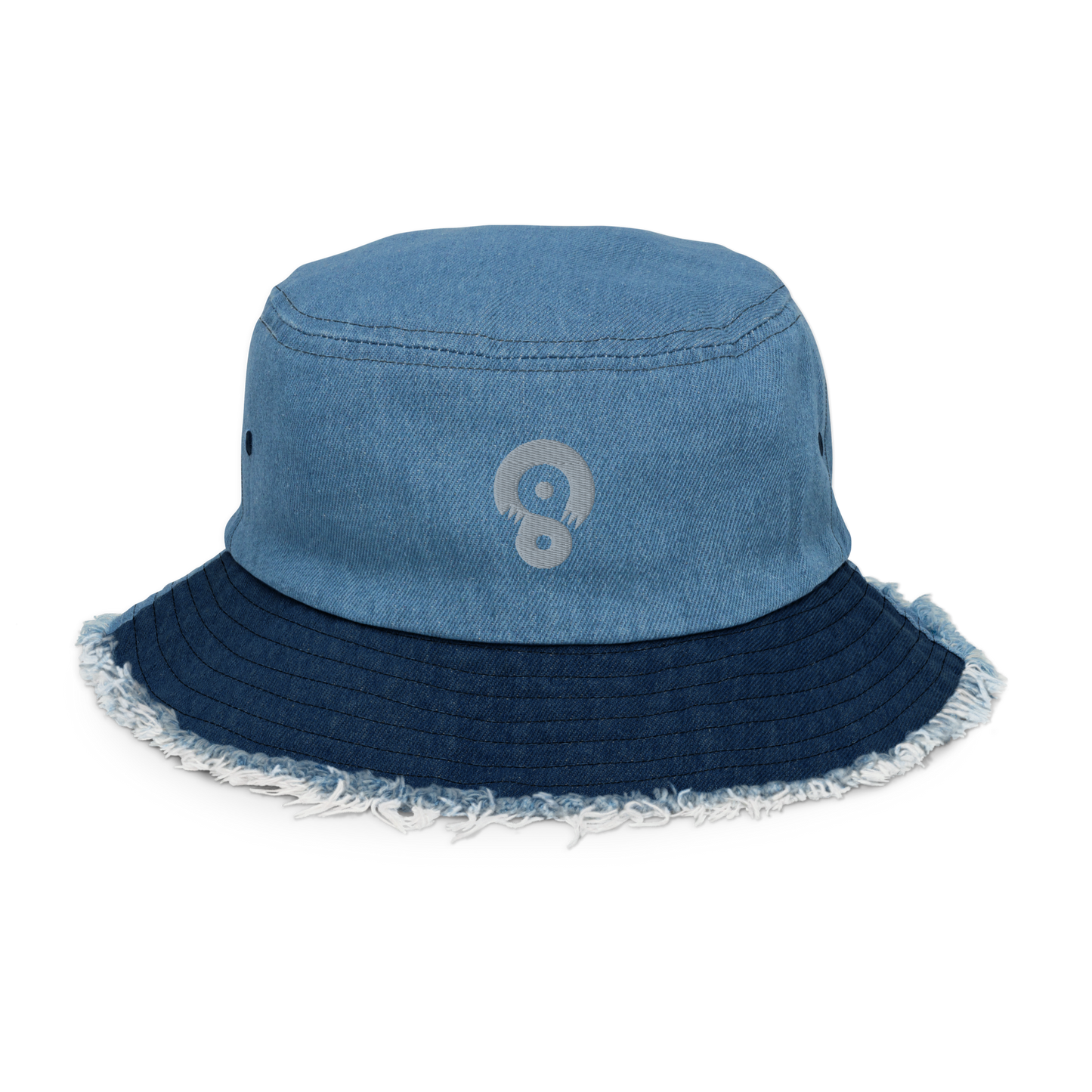 SCARFHOLD DISTRESSED DENIM BUCKET HAT