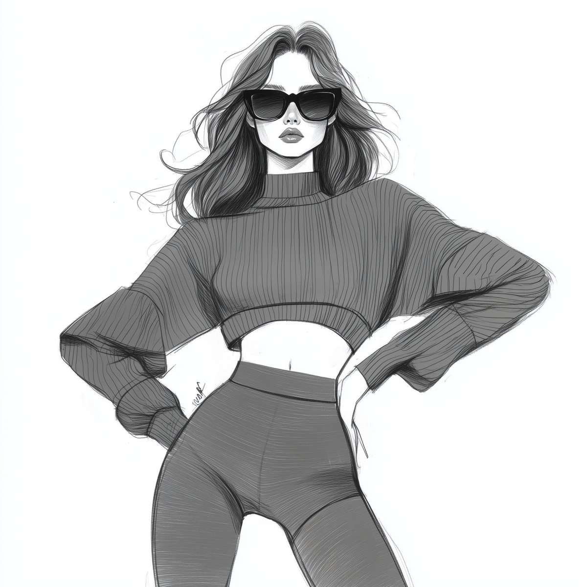 Fashion illustration representing Scarfhold's black clothing collection