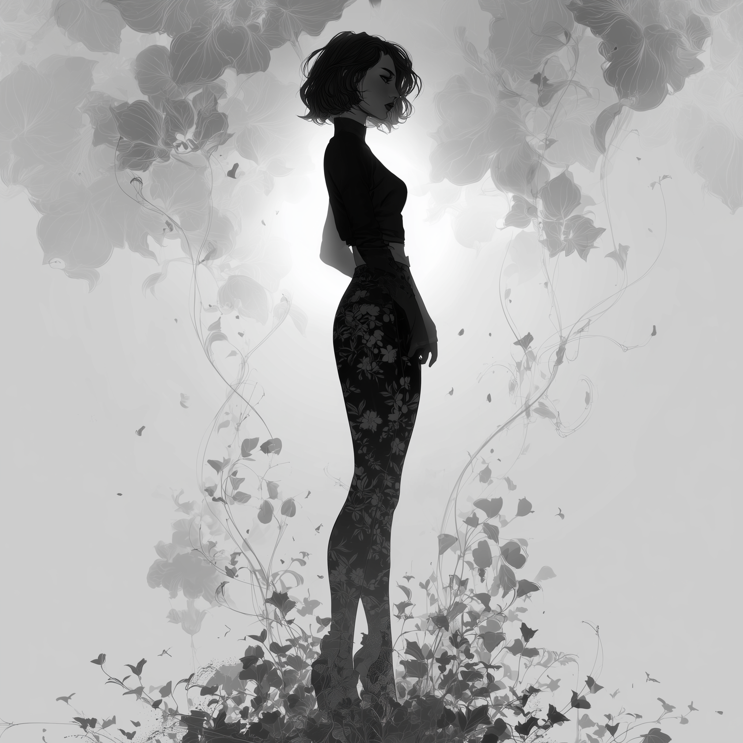 Black Flora Leggings