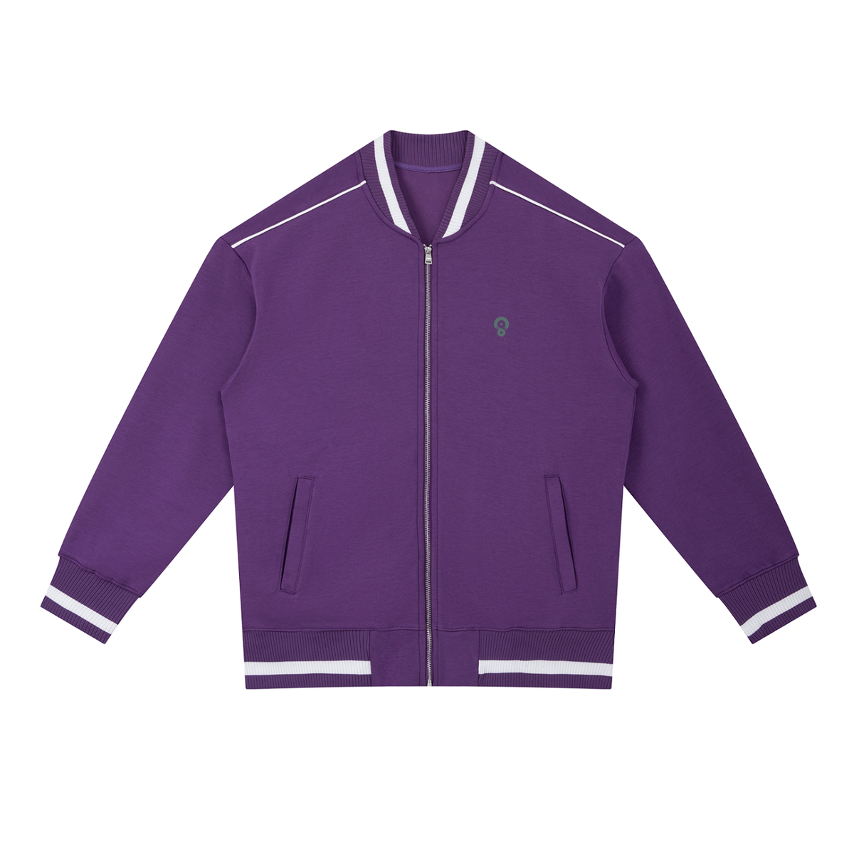 Contrast-Piping Zip Bomber Jacket