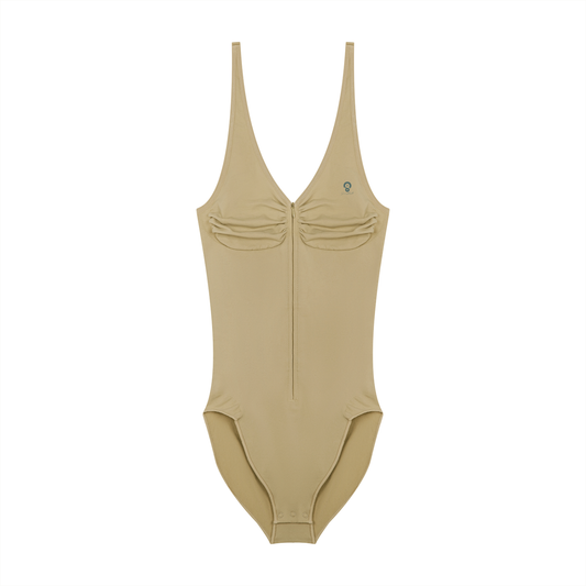 Mono Line — Full-Zip Ruched Bodysuit
