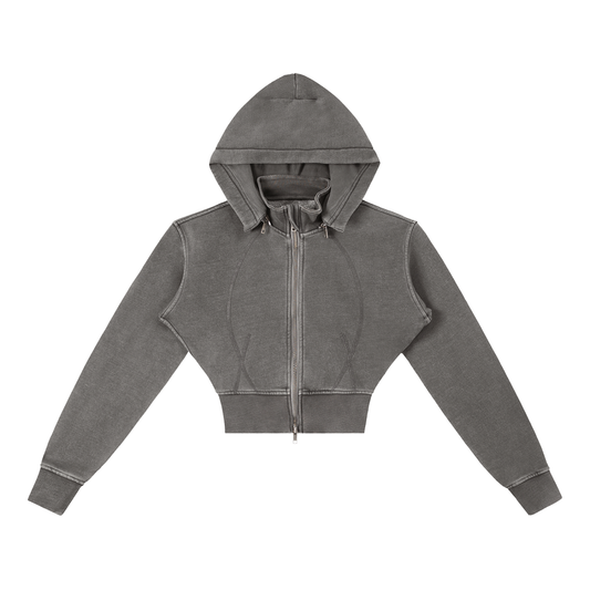 Women’s Vintage-Wash Cropped Fleece Hoodie