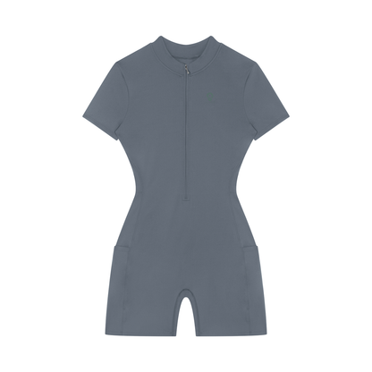 Women's Quarter-Zip Short Sleeve Romper