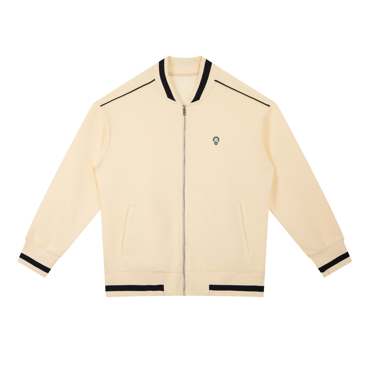 Contrast-Piping Zip Bomber Jacket