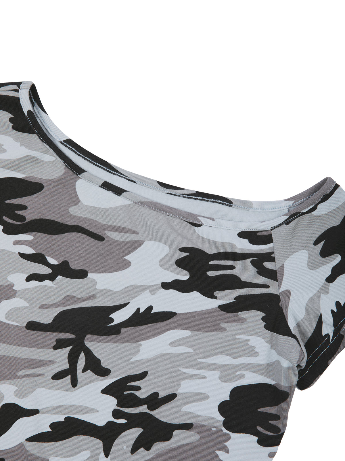 Women's Camo Off-Shoulder Crop T-Shirt