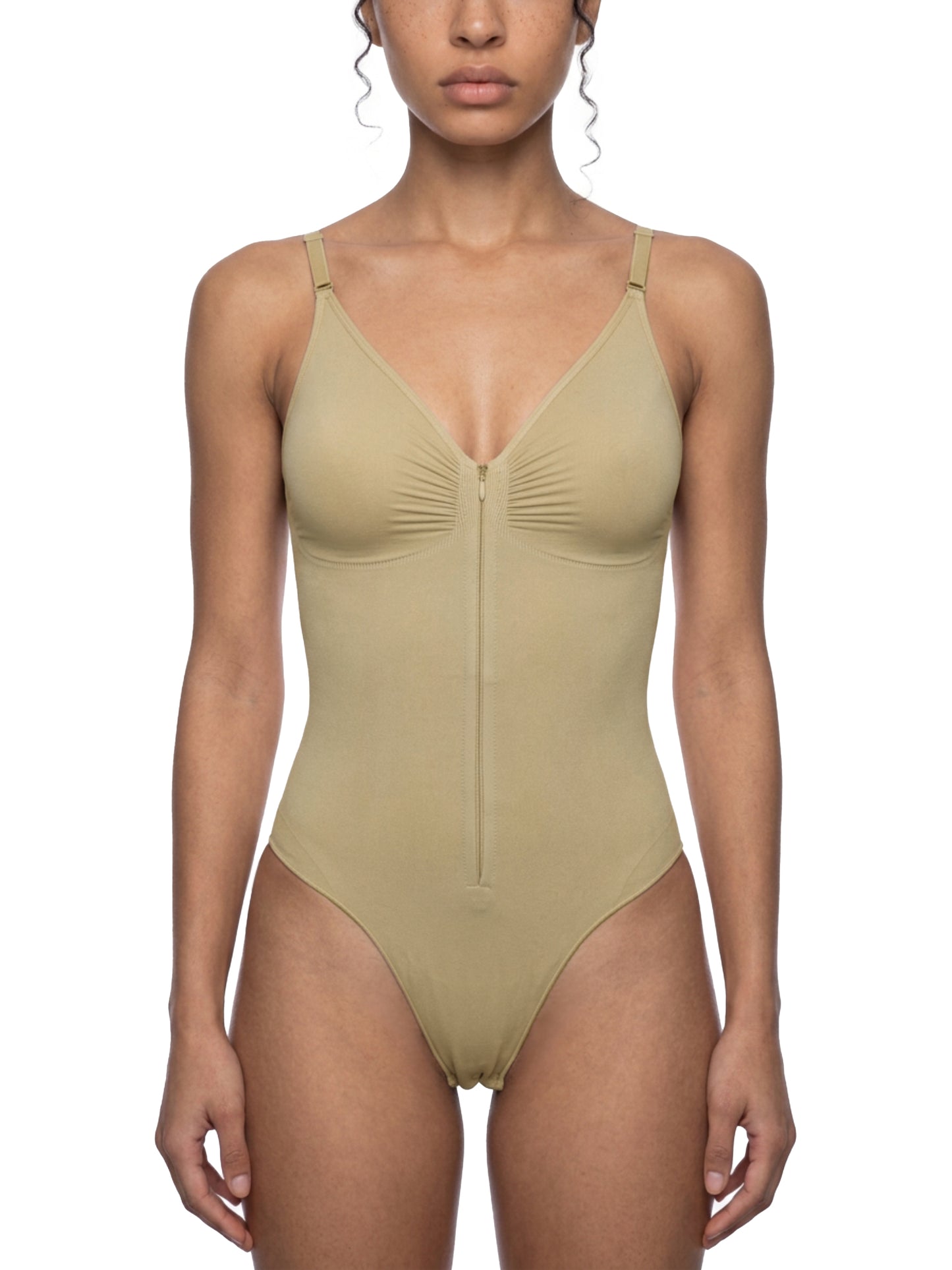 Women’s Full-Zip Ruched Bodysuit