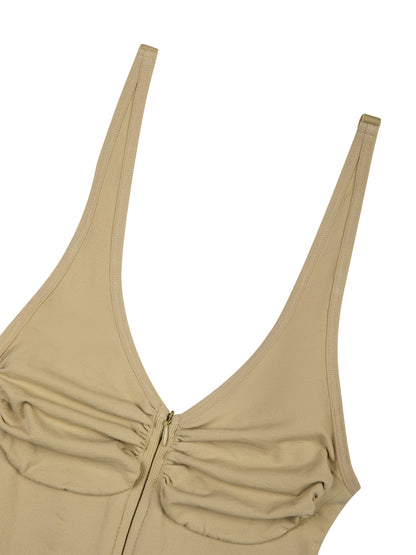 Women’s Full-Zip Ruched Bodysuit