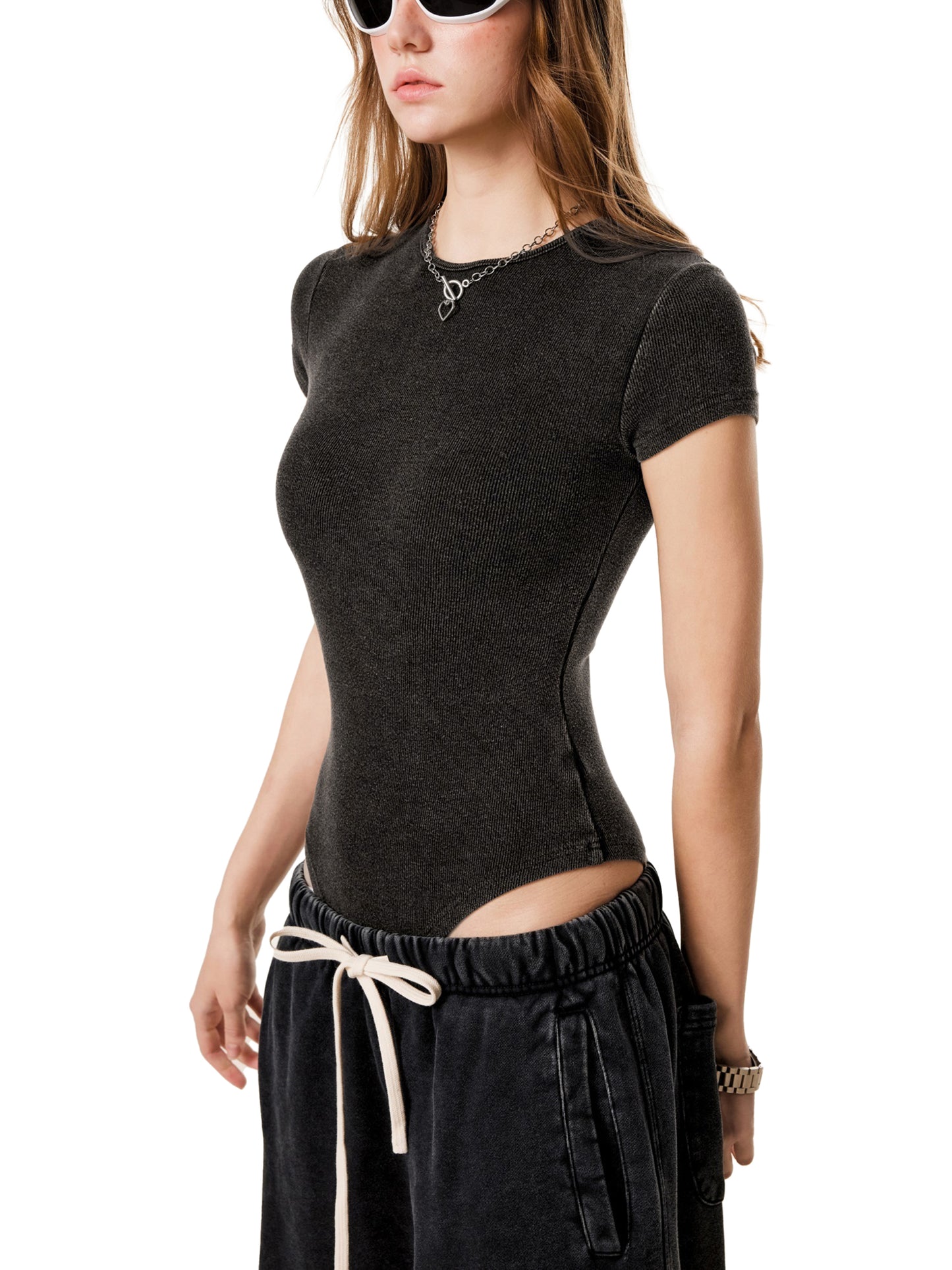 Women's Mineral Wash Crewneck Bodysuit