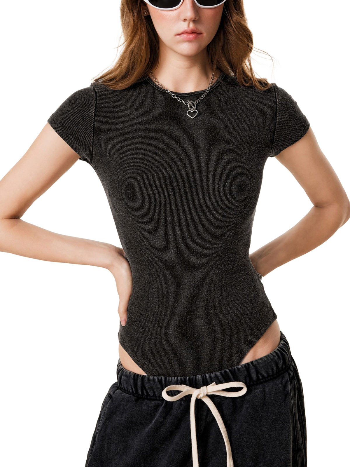 Women's Mineral Wash Crewneck Bodysuit