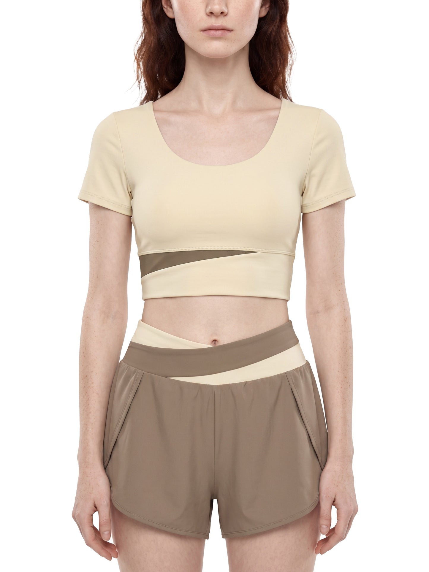 Women's Panelled Crop Yoga T-Shirt