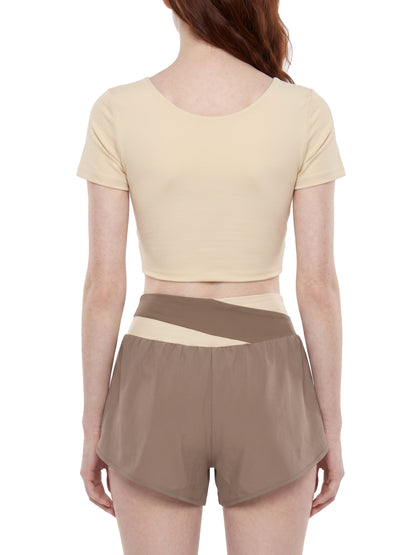 Women's Panelled Crop Yoga T-Shirt