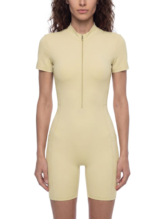 Mono Line — Quarter-Zip Short-Sleeve Romper
