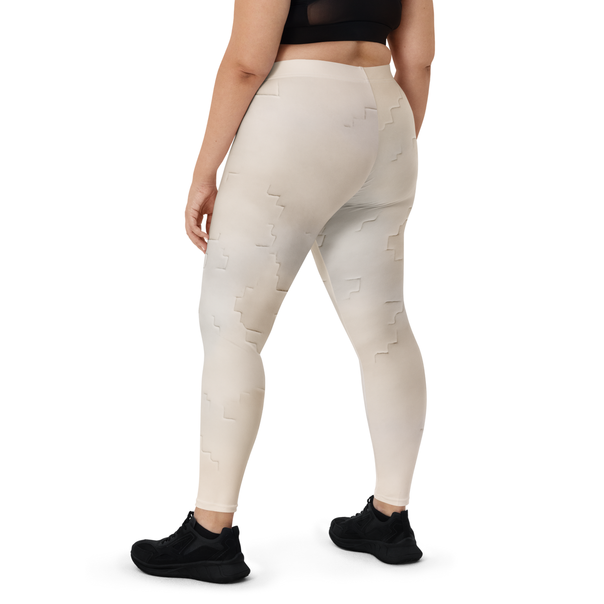 Apparit Beige camouflage mid-rise comfort leggings, oversize-fit back view.
