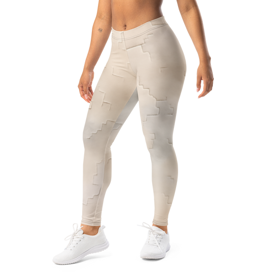 Apparit · Beige mid-rise everyday leggings, left-front view.
