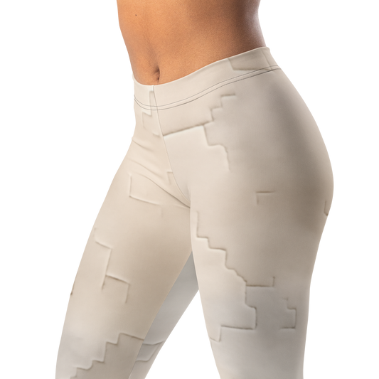 Apparit · Beige mid-rise everyday leggings, waistband and pattern detail.