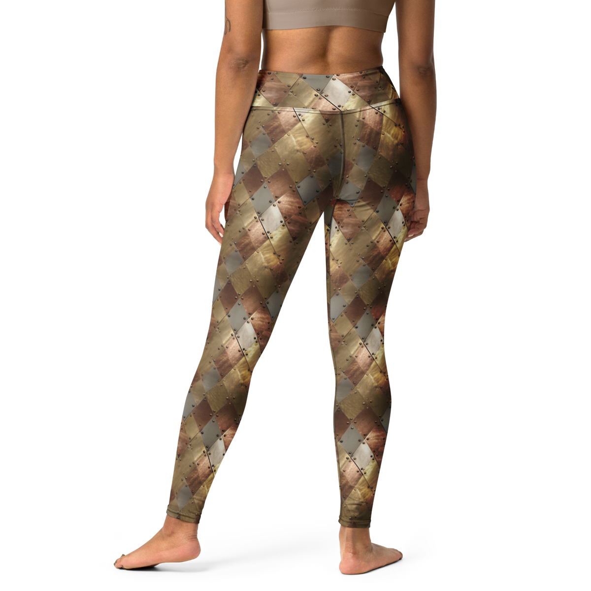 Aureate high-waisted yoga leggings, back view.