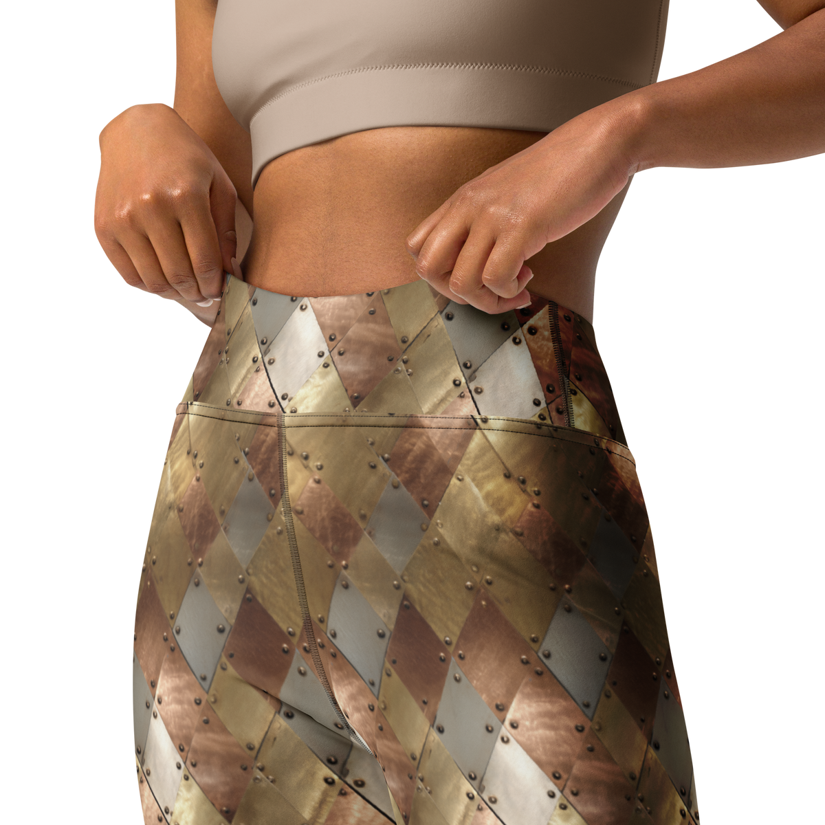 Aureate high-waisted yoga leggings, waistband and construction detail.
