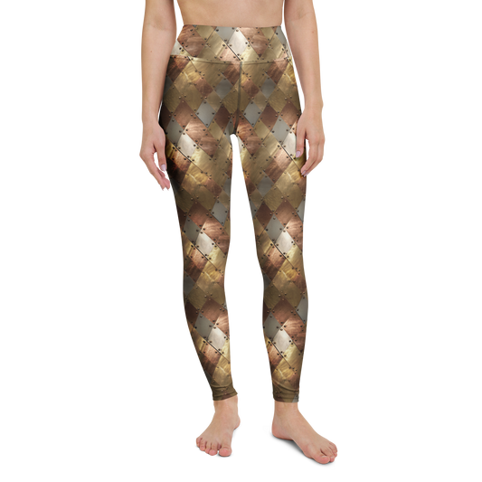 Aureate high-waisted yoga leggings, straight front view, barefoot.