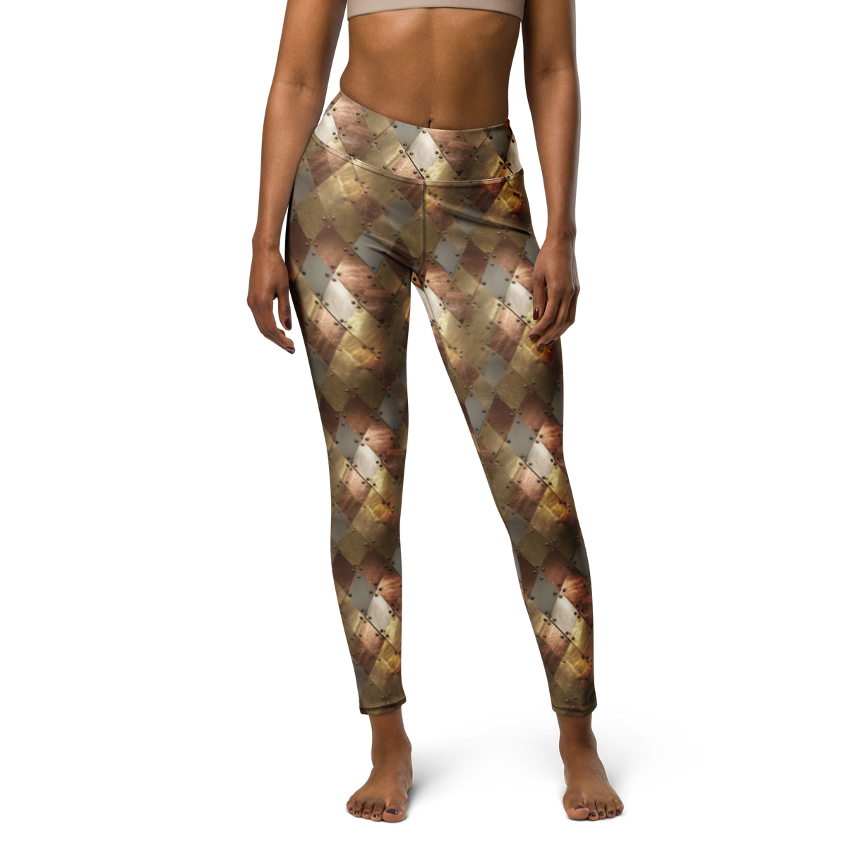 Aureate high-waisted yoga leggings, front view.