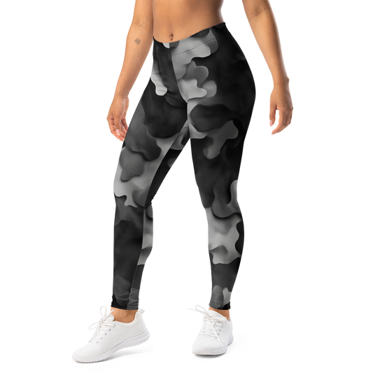 Barketta · Greyscale mid-rise everyday leggings, left-front view.