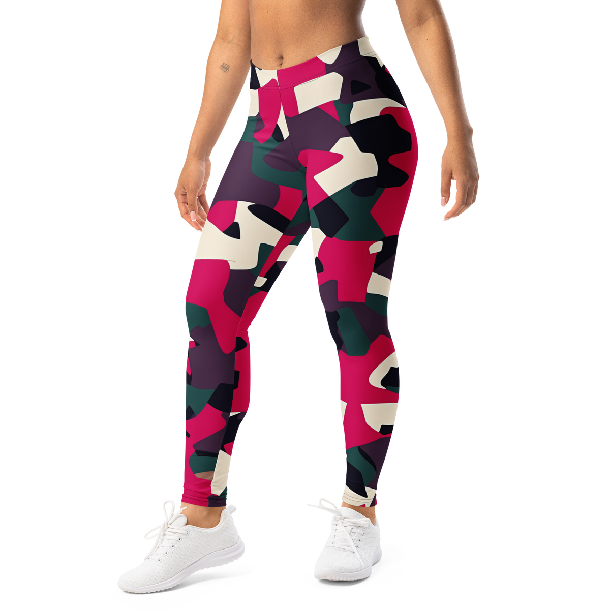 Blinko · Purple mid-rise everyday leggings, left-front view.