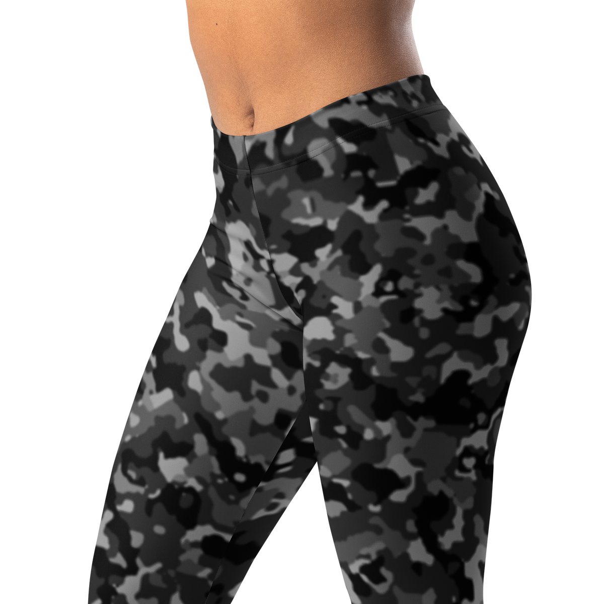Blizza · Greyscale mid-rise everyday leggings, waistband and pattern detail.