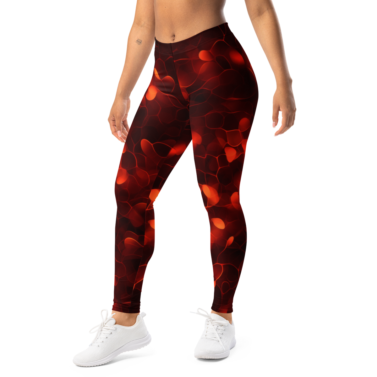 Bracteis · Orange mid-rise everyday leggings, left-front view.