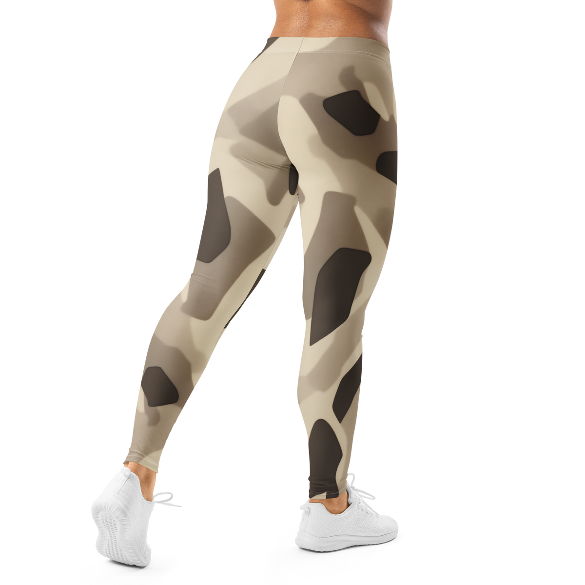 Cartu Sand camouflage mid-rise comfort leggings, back view.
