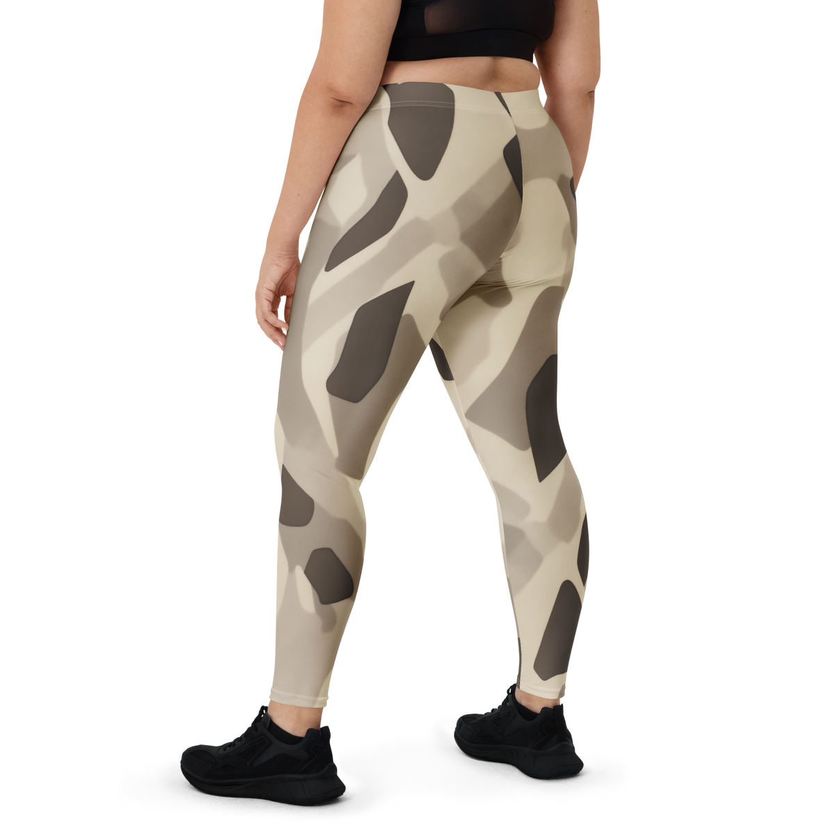 Cartu Sand camouflage mid-rise comfort leggings, oversize-fit back view.